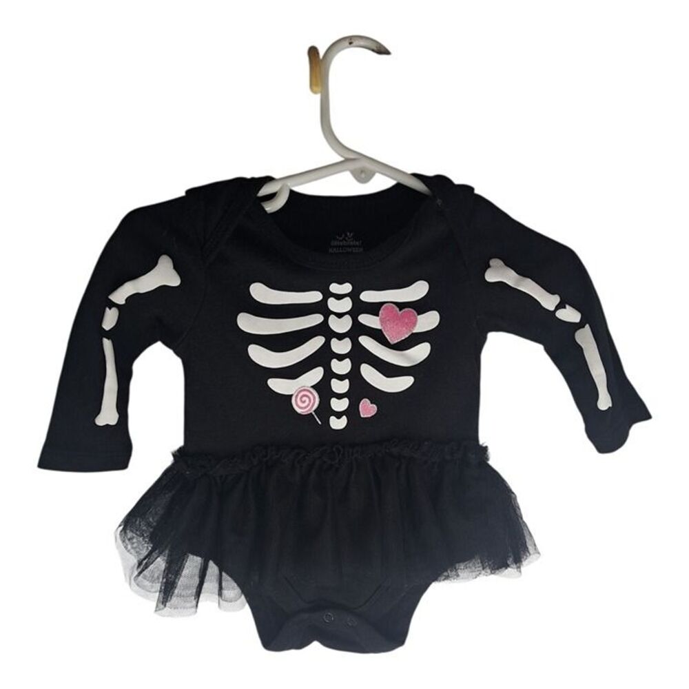 0659 Way to Celebrate Skeleton Costume – Tutu One Piece Girls 0-3M EUC